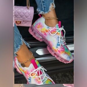 La Sheelah Flow-19 Stretch Mesh Lace Up Rubber Air Bubble‎ Fashion Sneakers